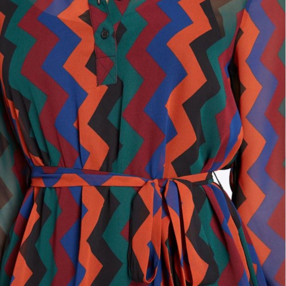 Modcloth Chevron Print A Fine Design Shirt Dress - Picture 3 of 8